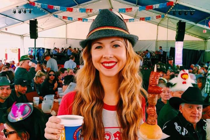 a woman wearing a German hat